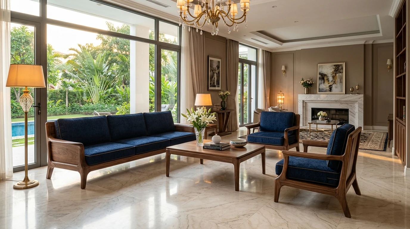 May đệm ghế sofa gỗ Chateau