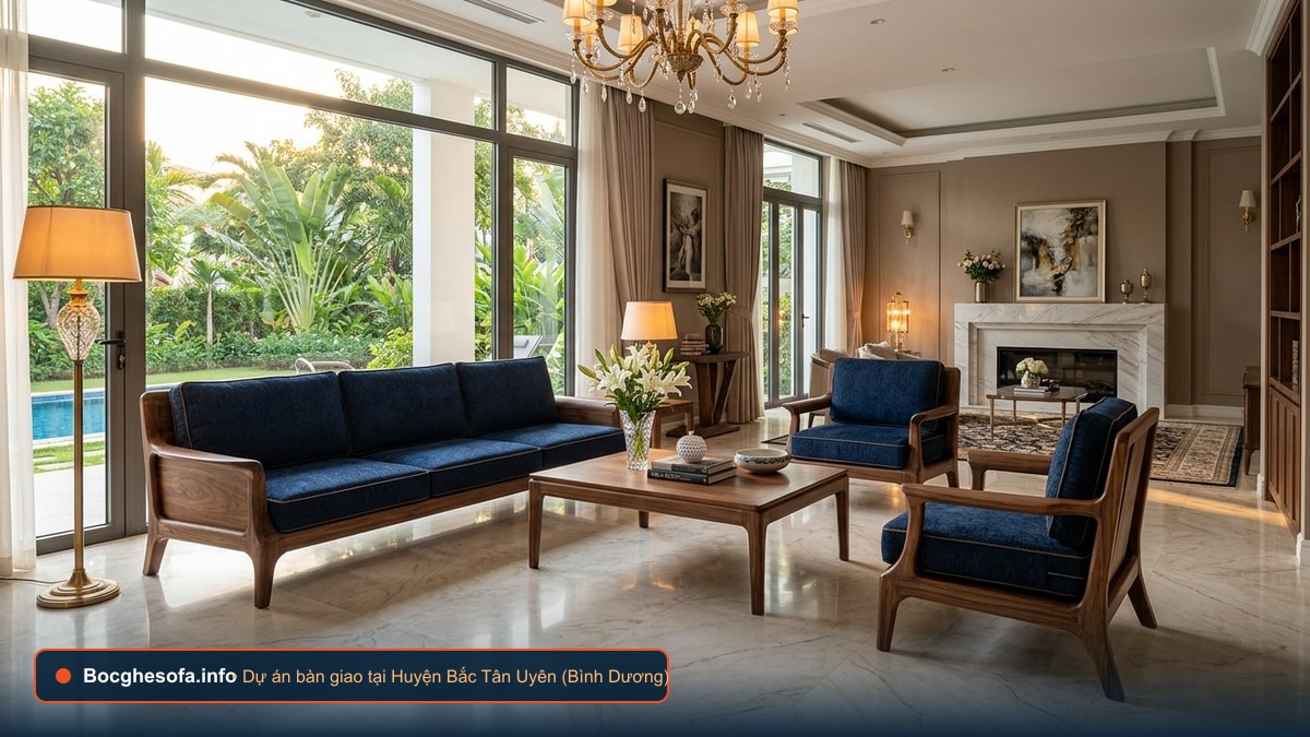 Dịch vụ bọc ghế sofa da bò Ý và vải nỉ cao cấp tại Huyện Bắc Tân Uyên Bình Dương