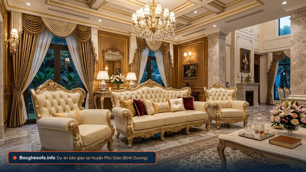 Dịch vụ bọc ghế sofa da bò Ý và vải nỉ cao cấp tại Huyện Phú Giáo Bình Dương