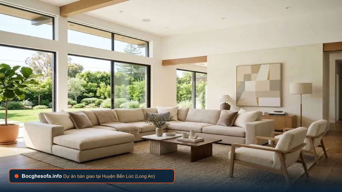 Dịch vụ bọc ghế sofa da bò Ý và vải nỉ cao cấp tại Huyện Bến Lức Long An