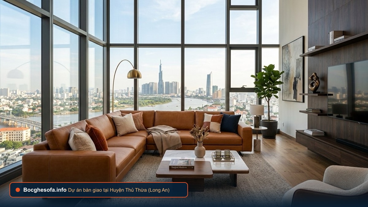 Dịch vụ bọc ghế sofa da bò Ý và vải nỉ cao cấp tại Huyện Thủ Thừa Long An